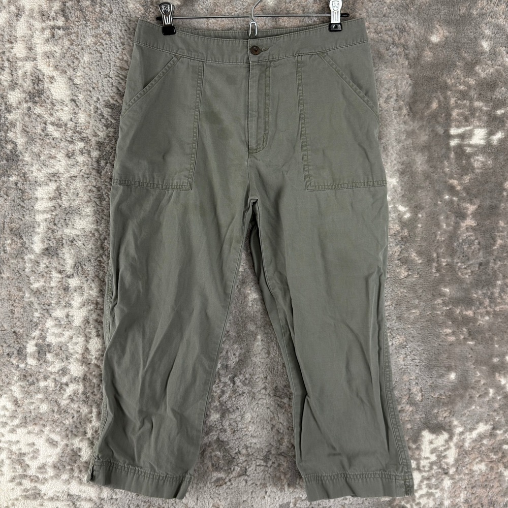 Woolrich Size 10 Cargo Utility Crop Straight Leg Pants Green Women